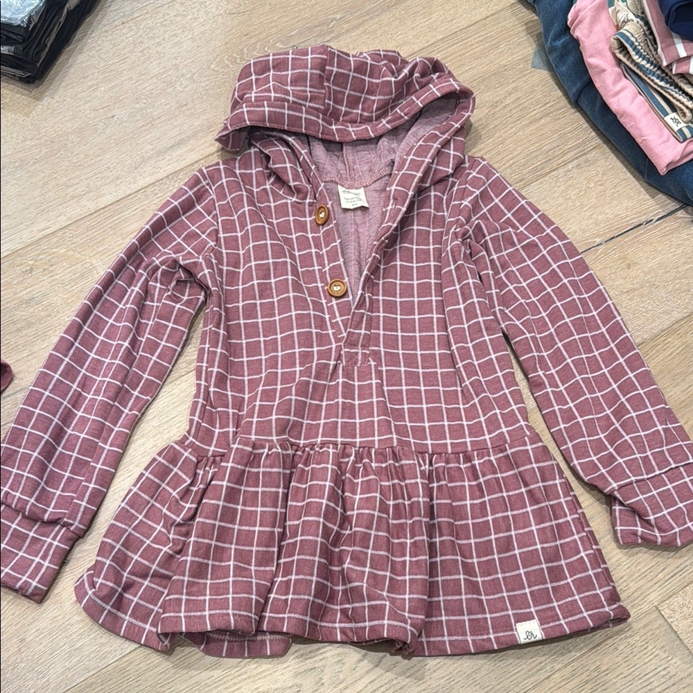 Plaid Hooded Button-Up Top
